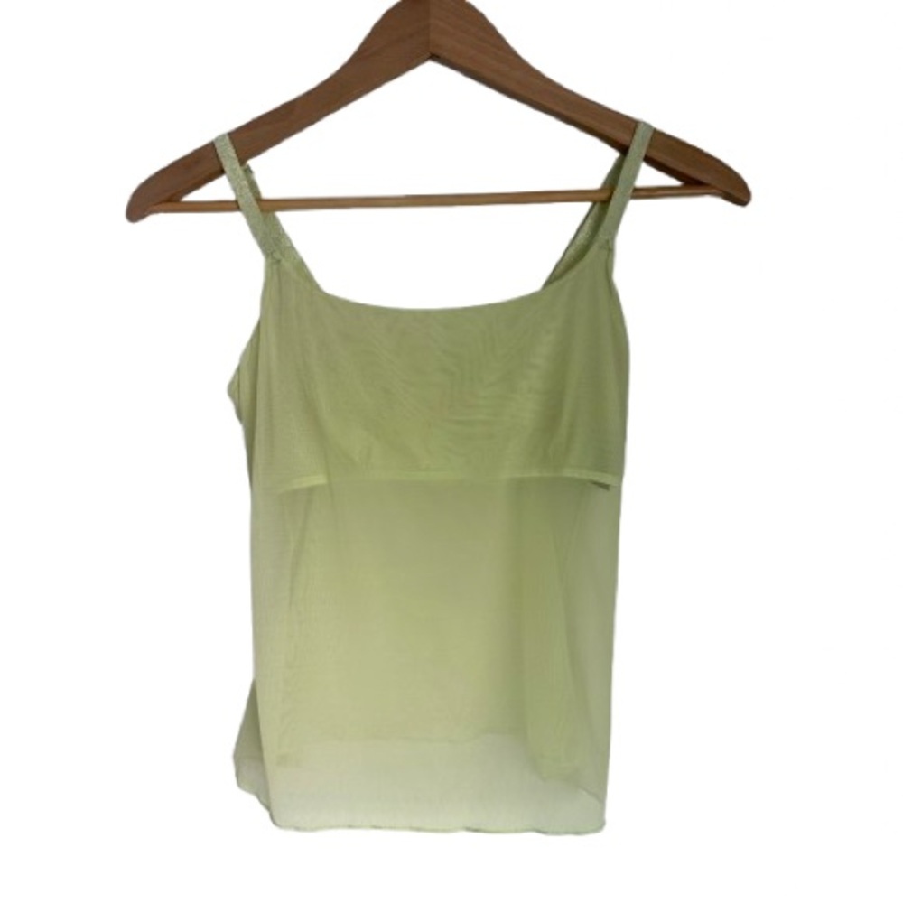 Natori Womens Medium Y2K Underneath Sheer Mesh Camisole Top Dopamine Lime Green
